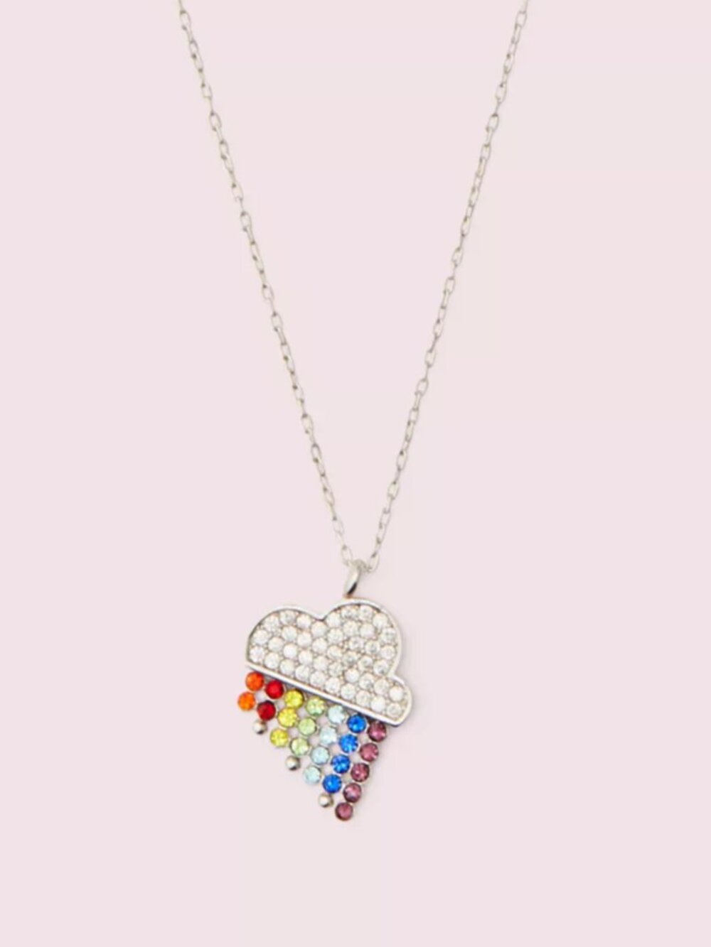 Kate Spade Rainbow Cloud Pendant Necklace Silver Crystal Multicolor Necklace